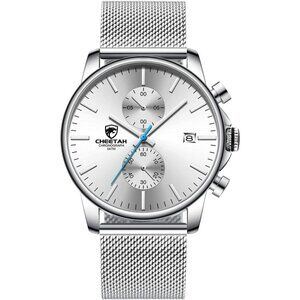 ⚡Mesh Silver White Men’s Watch Fashion Sport Quartz Analog Mesh Stainless Steel